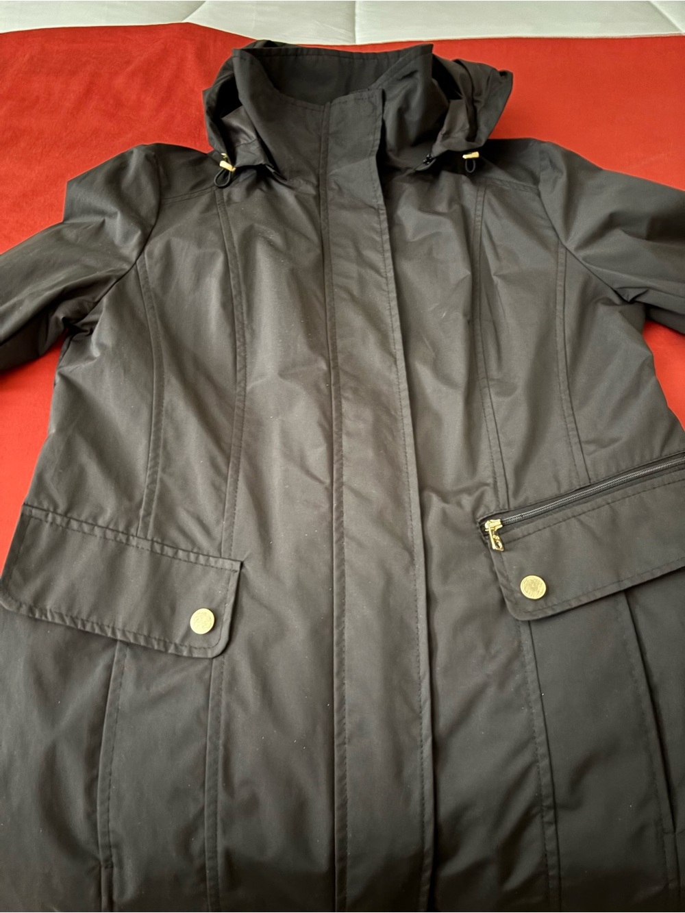 Cole Haan Signature Black Packable Rain Jacket with Pouch LIKE NEW - Picture 8 of 12